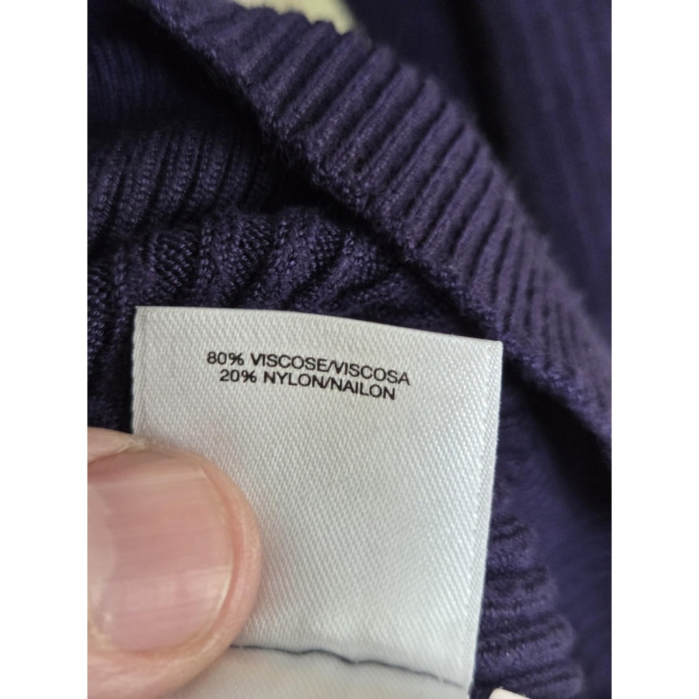 Anne Klein Sweater‎ Womens Small Purple Ribbed Turtleneck Button Shoulder Knit - Picture 6 of 8